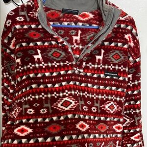 Southern Marsh Men's Red and Gray Patterned Zip-Up Sweater